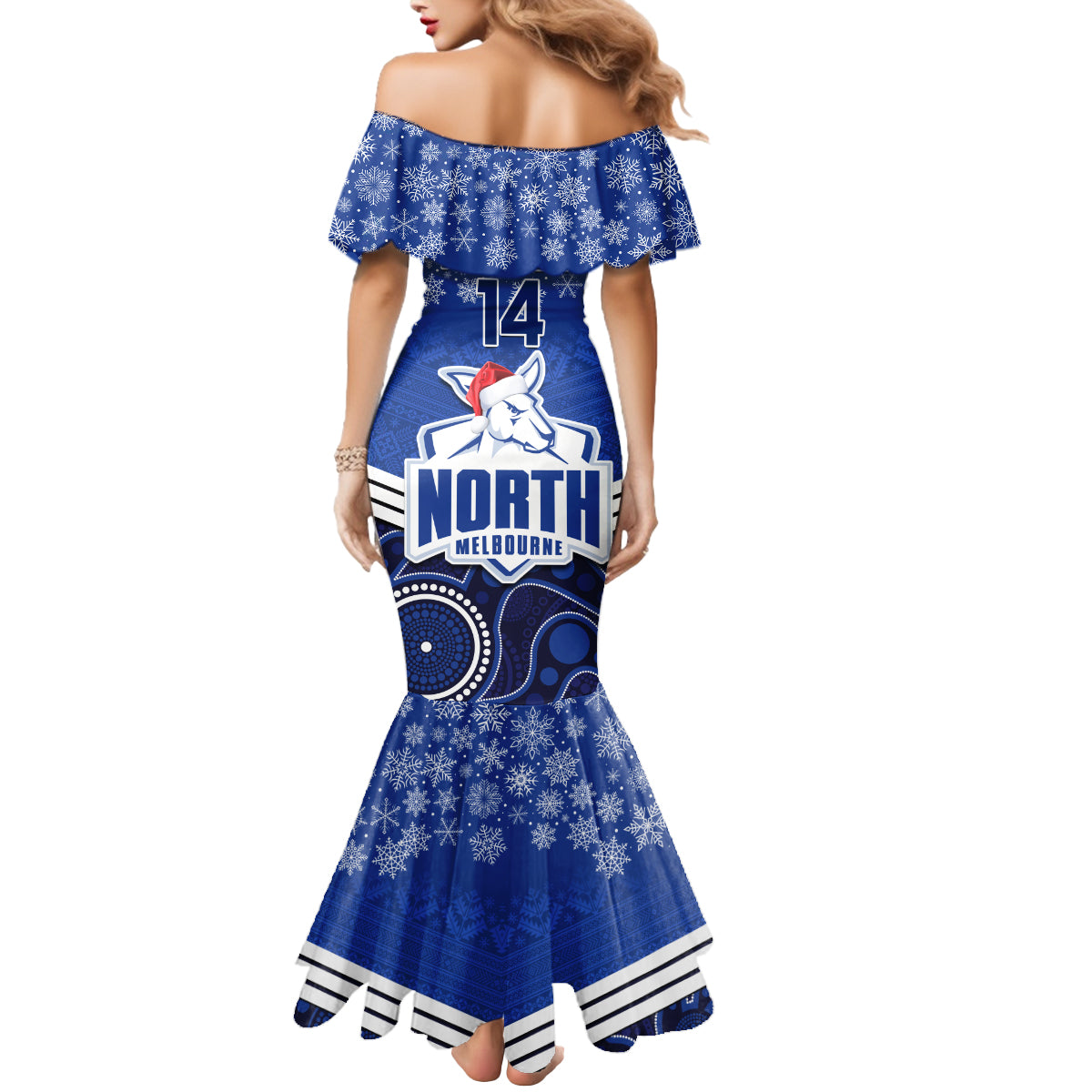 custom-north-melbourne-football-christmas-mermaid-dress-merry-xmas-2023-mix-aboriginal-art
