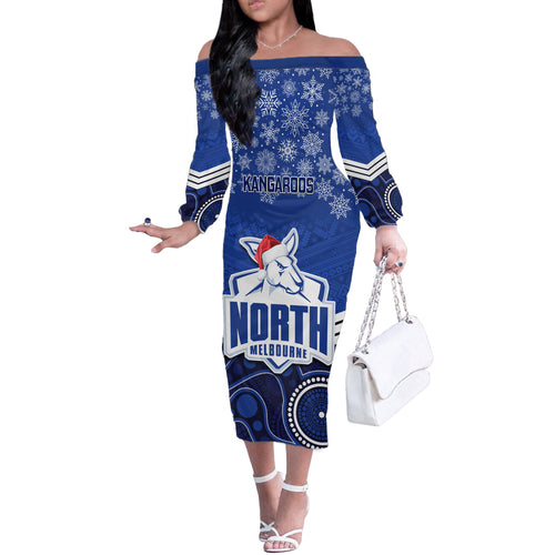custom-north-melbourne-football-christmas-off-the-shoulder-long-sleeve-dress-merry-xmas-2023-mix-aboriginal-art