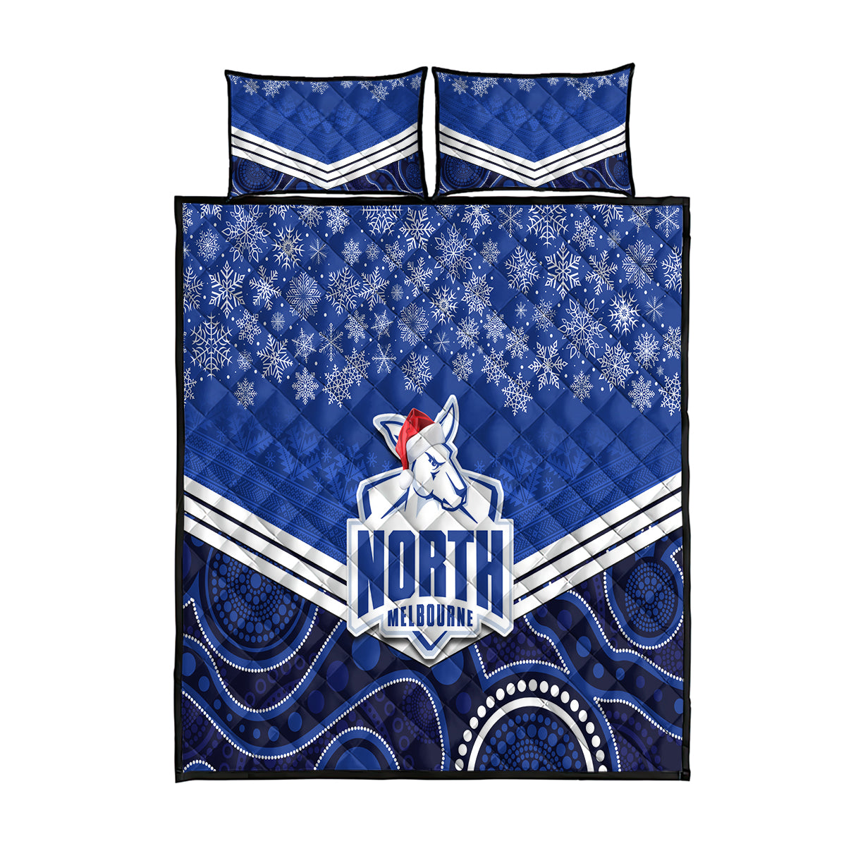 custom-north-melbourne-football-christmas-quilt-bed-set-merry-xmas-2023-mix-aboriginal-art