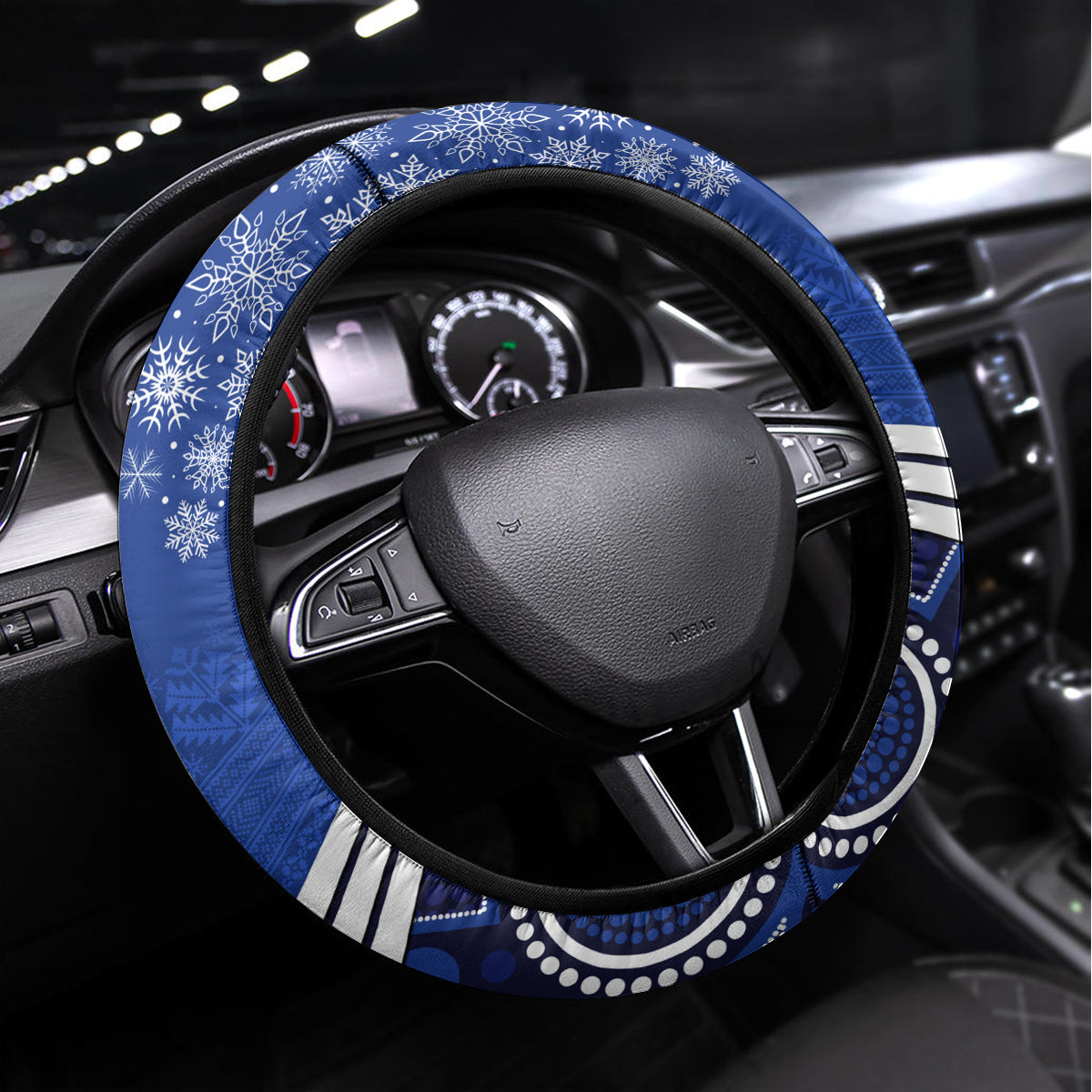 North Melbourne Football Christmas Steering Wheel Cover Merry Xmas 2023 Mix Aboriginal Art