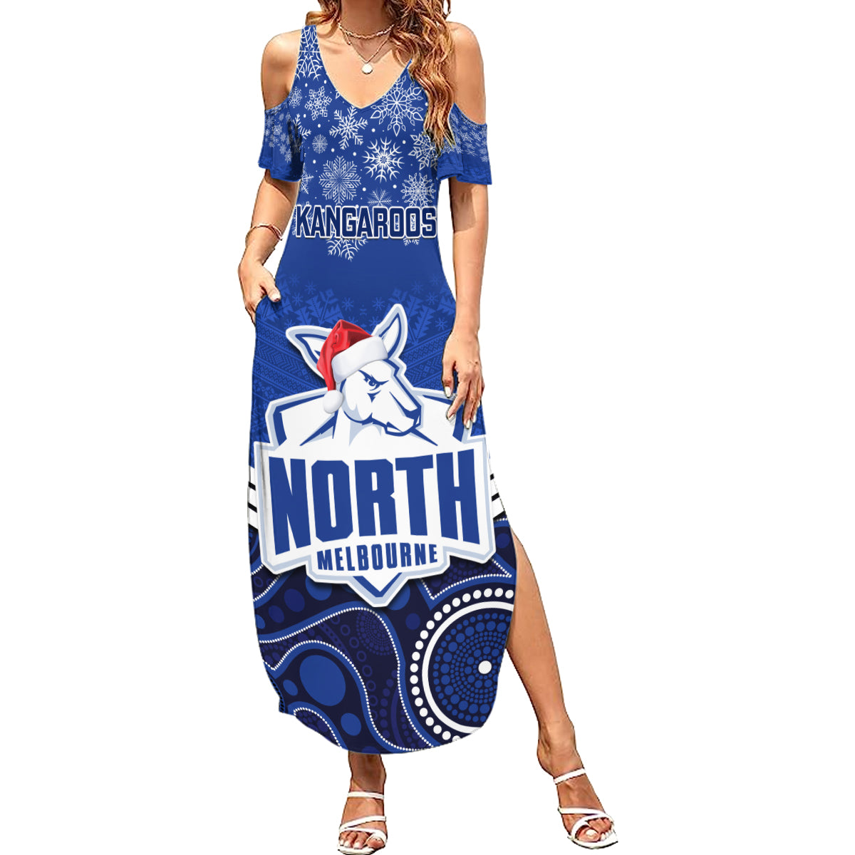 custom-north-melbourne-football-christmas-summer-maxi-dress-merry-xmas-2023-mix-aboriginal-art