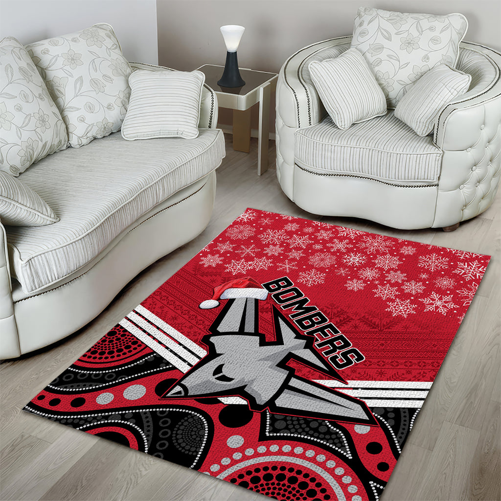 custom-essendon-football-christmas-area-rug-merry-xmas-2023-mix-aboriginal-art