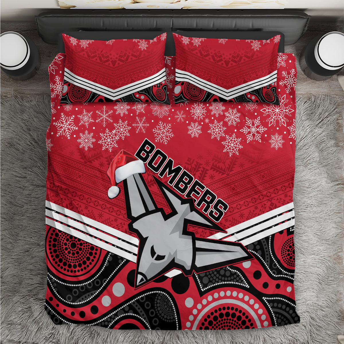 custom-essendon-football-christmas-bedding-set-merry-xmas-2023-mix-aboriginal-art
