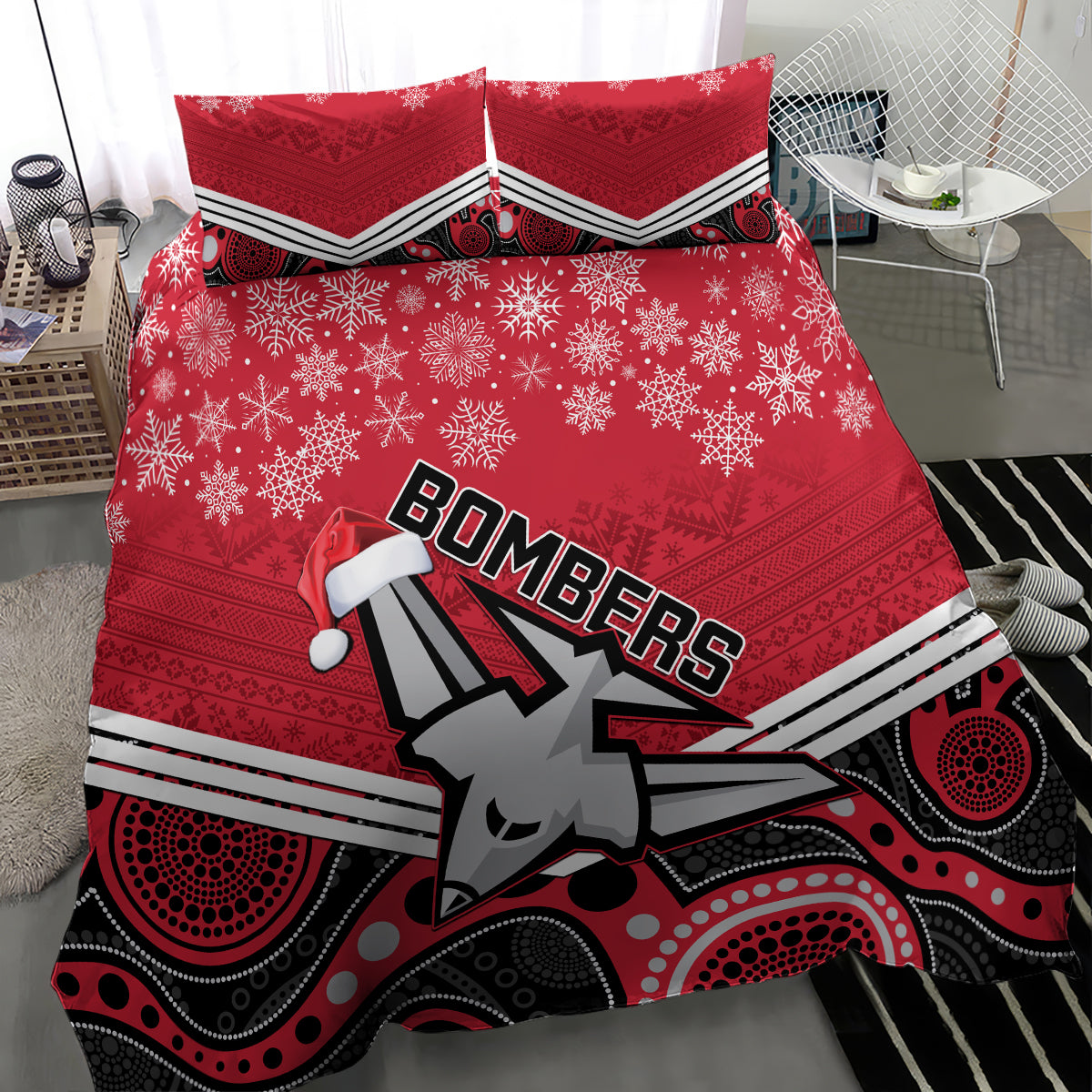 custom-essendon-football-christmas-bedding-set-merry-xmas-2023-mix-aboriginal-art