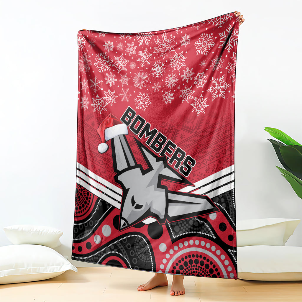 custom-essendon-football-christmas-blanket-merry-xmas-2023-mix-aboriginal-art