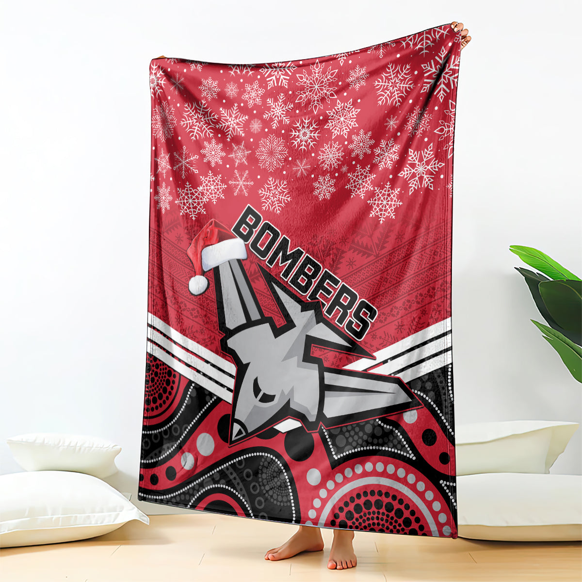 custom-essendon-football-christmas-blanket-merry-xmas-2023-mix-aboriginal-art