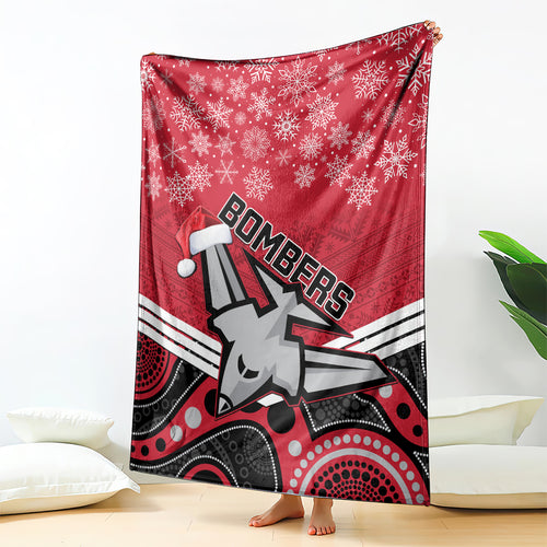 custom-essendon-football-christmas-blanket-merry-xmas-2023-mix-aboriginal-art