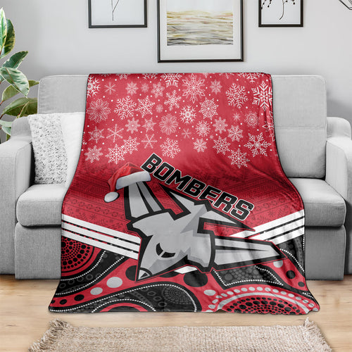 custom-essendon-football-christmas-blanket-merry-xmas-2023-mix-aboriginal-art