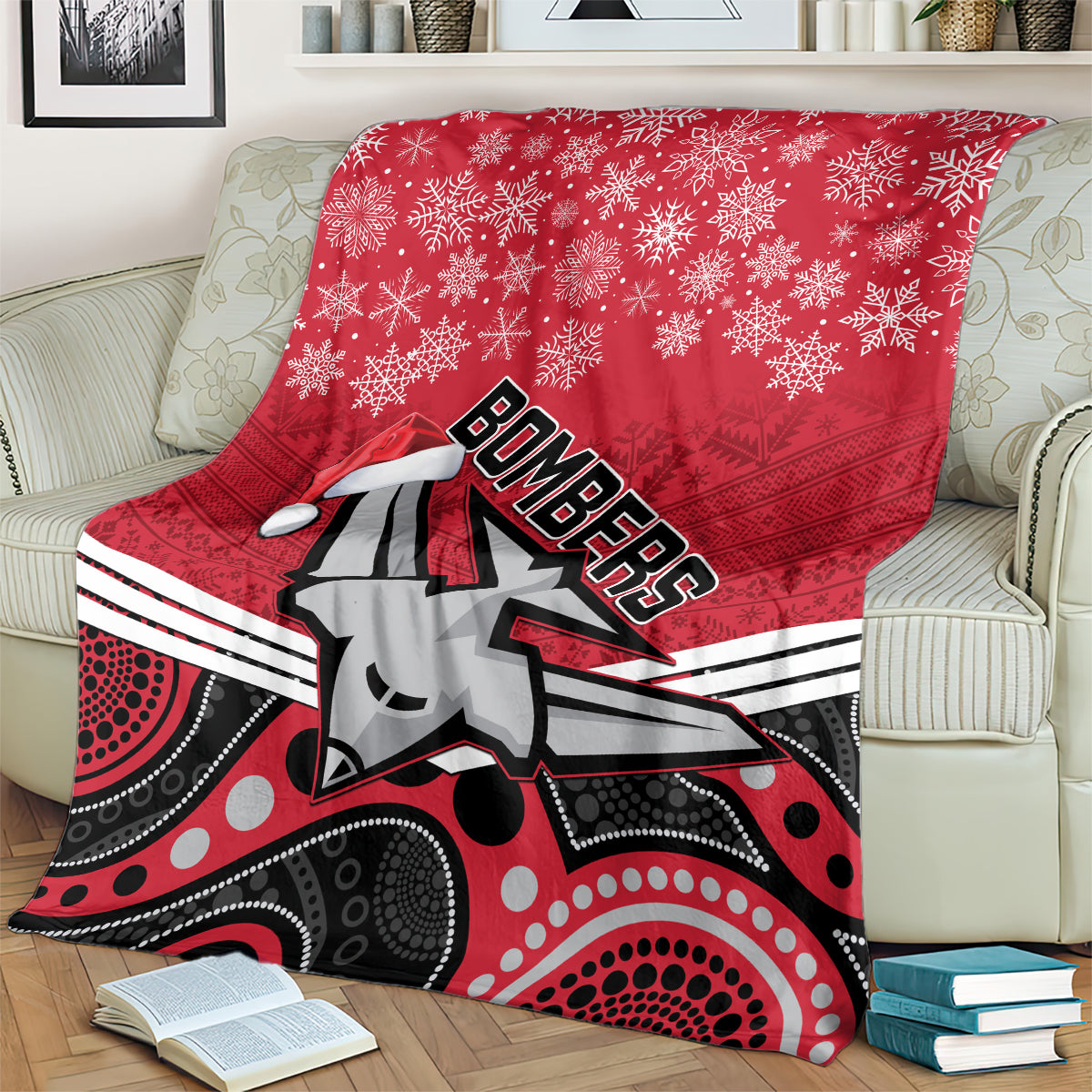 custom-essendon-football-christmas-blanket-merry-xmas-2023-mix-aboriginal-art