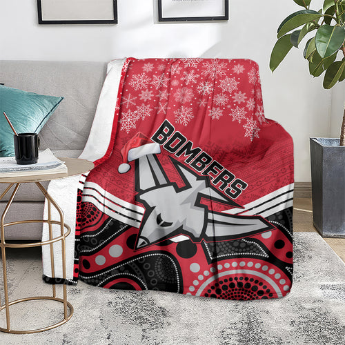 custom-essendon-football-christmas-blanket-merry-xmas-2023-mix-aboriginal-art