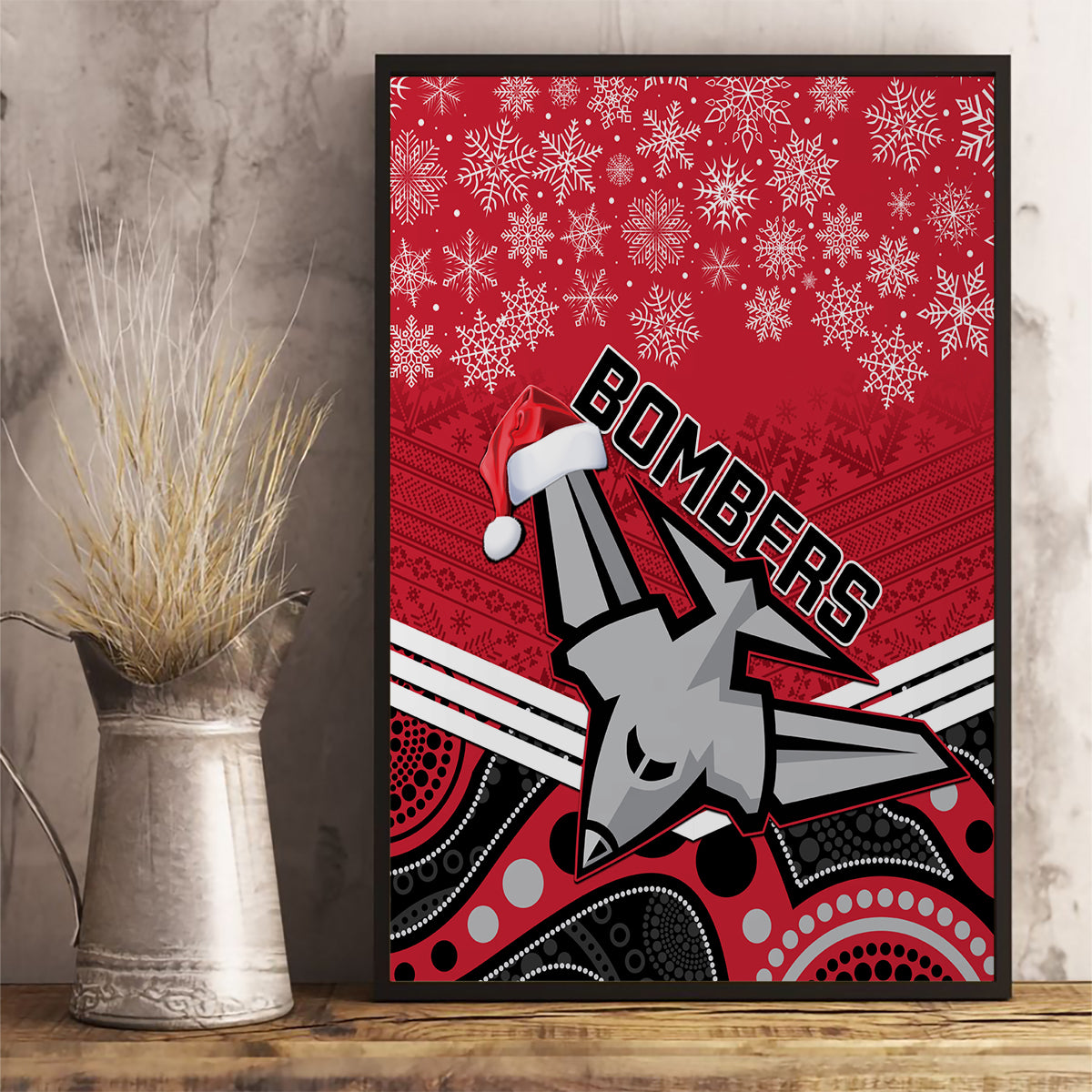custom-essendon-football-christmas-canvas-wall-art-merry-xmas-2023-mix-aboriginal-art