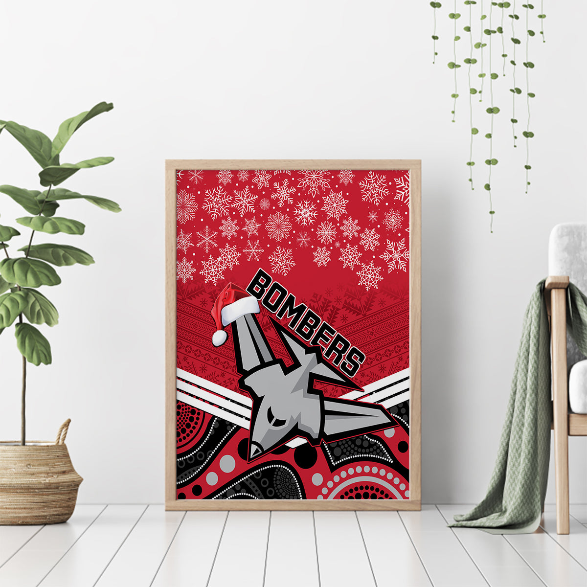 custom-essendon-football-christmas-canvas-wall-art-merry-xmas-2023-mix-aboriginal-art