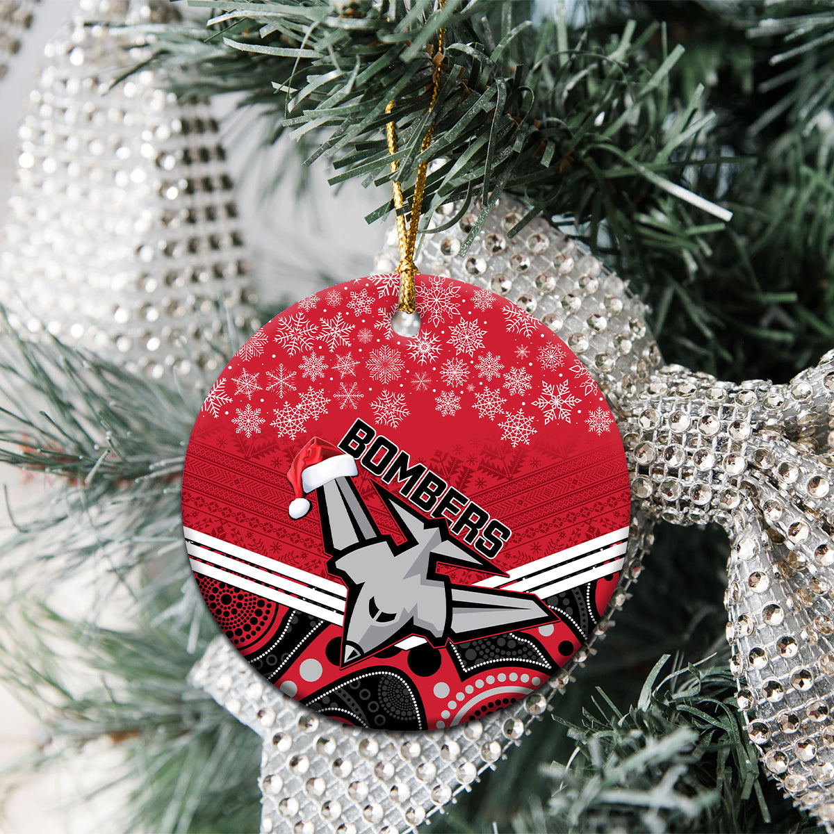 essendon-football-christmas-ceramic-ornament-merry-xmas-2023-mix-aboriginal-art