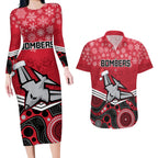 custom-essendon-football-christmas-couples-matching-long-sleeve-bodycon-dress-and-hawaiian-shirt-merry-xmas-2023-mix-aboriginal-art