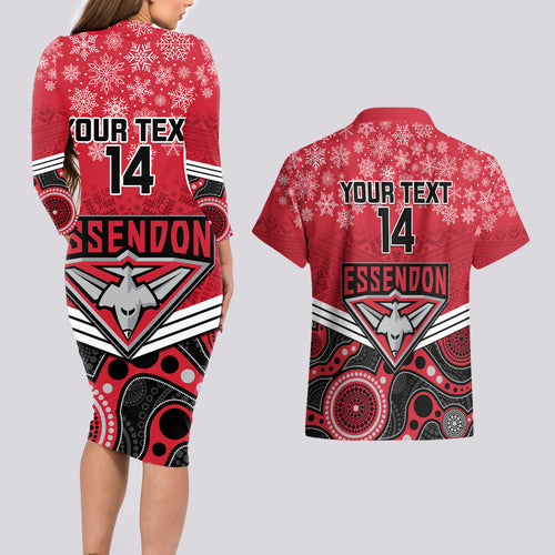 custom-essendon-football-christmas-couples-matching-long-sleeve-bodycon-dress-and-hawaiian-shirt-merry-xmas-2023-mix-aboriginal-art