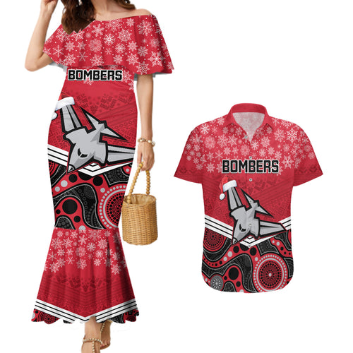custom-essendon-football-christmas-couples-matching-mermaid-dress-and-hawaiian-shirt-merry-xmas-2023-mix-aboriginal-art