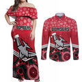 custom-essendon-football-christmas-couples-matching-off-shoulder-maxi-dress-and-long-sleeve-button-shirt-merry-xmas-2023-mix-aboriginal-art