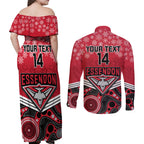 custom-essendon-football-christmas-couples-matching-off-shoulder-maxi-dress-and-long-sleeve-button-shirt-merry-xmas-2023-mix-aboriginal-art