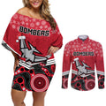 custom-essendon-football-christmas-couples-matching-off-shoulder-short-dress-and-long-sleeve-button-shirt-merry-xmas-2023-mix-aboriginal-art