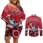 custom-essendon-football-christmas-couples-matching-off-shoulder-short-dress-and-long-sleeve-button-shirt-merry-xmas-2023-mix-aboriginal-art