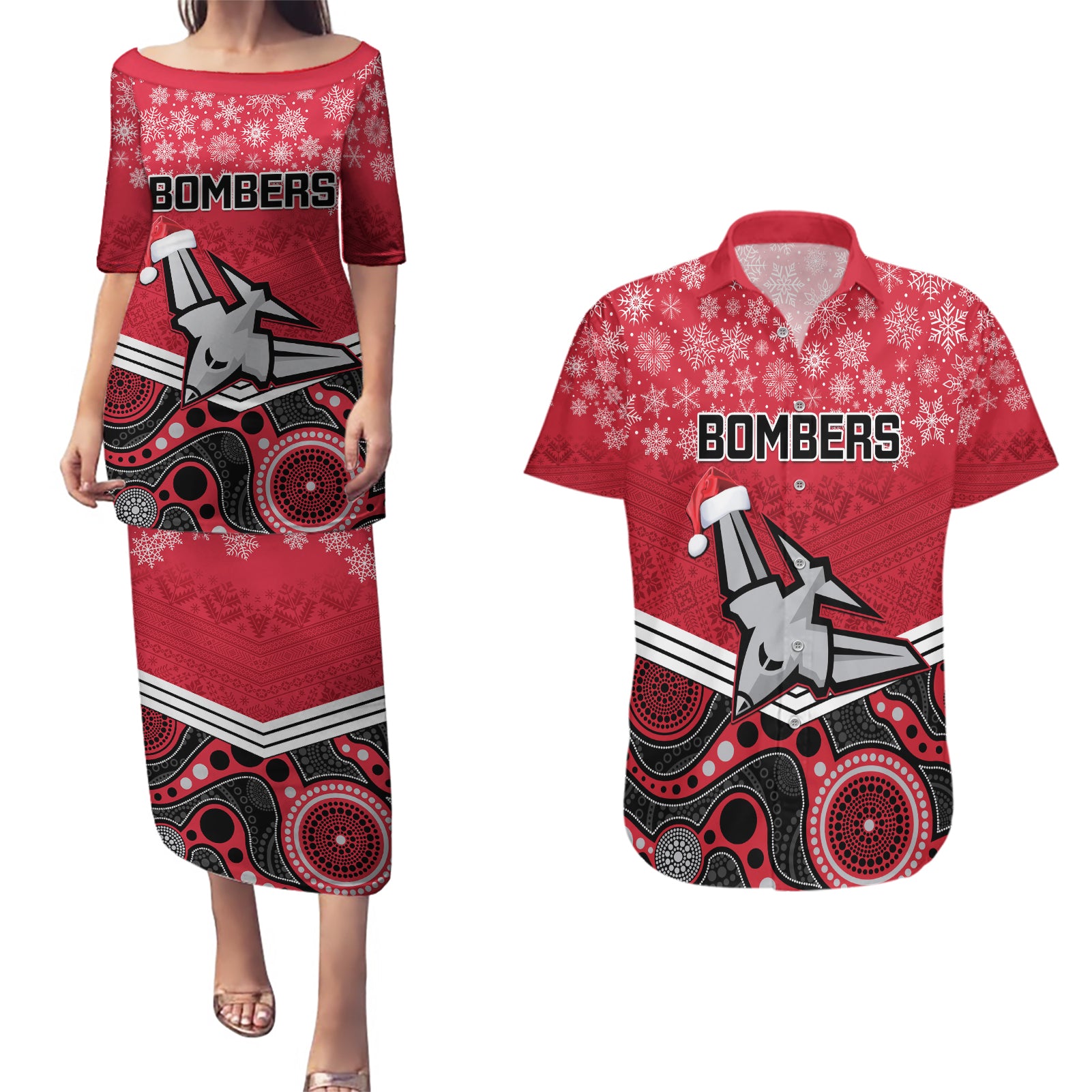 custom-essendon-football-christmas-couples-matching-puletasi-dress-and-hawaiian-shirt-merry-xmas-2023-mix-aboriginal-art