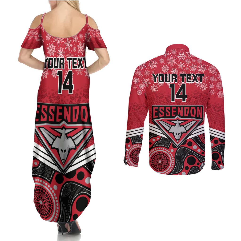 custom-essendon-football-christmas-couples-matching-summer-maxi-dress-and-long-sleeve-button-shirt-merry-xmas-2023-mix-aboriginal-art