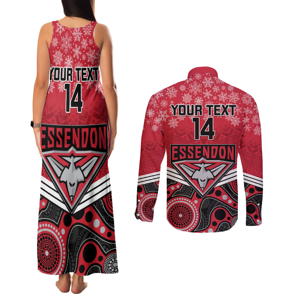 custom-essendon-football-christmas-couples-matching-tank-maxi-dress-and-long-sleeve-button-shirt-merry-xmas-2023-mix-aboriginal-art
