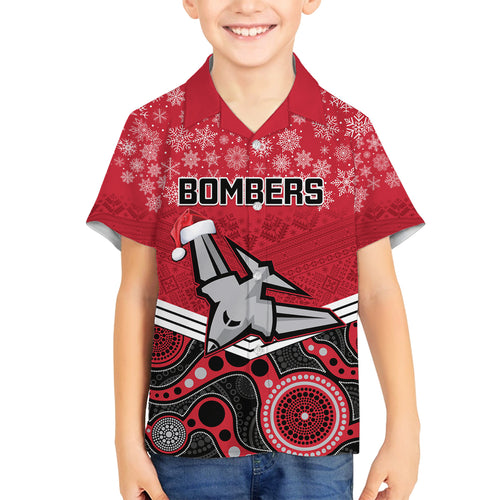 custom-essendon-football-christmas-family-matching-off-shoulder-long-sleeve-dress-and-hawaiian-shirt-merry-xmas-2023-mix-aboriginal-art