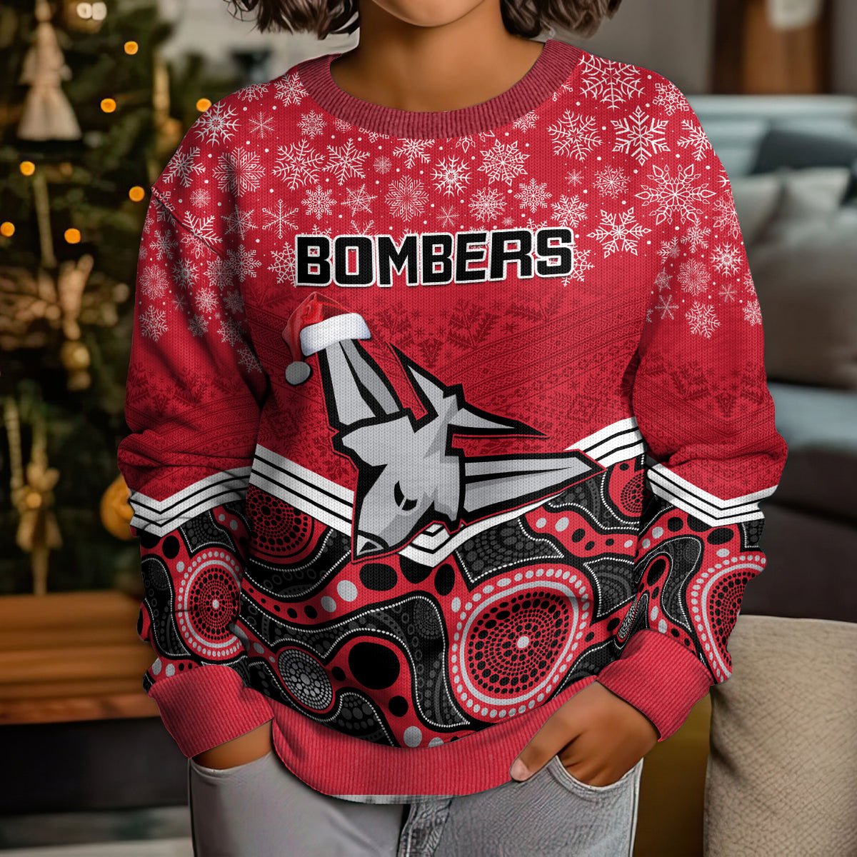 custom-essendon-football-christmas-kid-ugly-christmas-sweater-merry-xmas-2023-mix-aboriginal-art