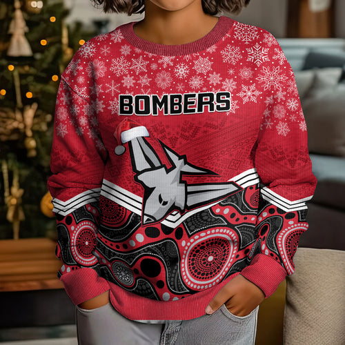 custom-essendon-football-christmas-kid-ugly-christmas-sweater-merry-xmas-2023-mix-aboriginal-art