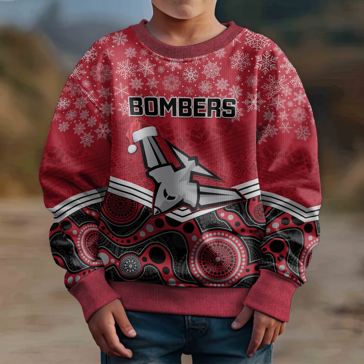 custom-essendon-football-christmas-kid-ugly-christmas-sweater-merry-xmas-2023-mix-aboriginal-art