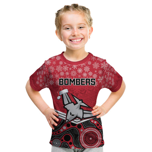custom-essendon-football-christmas-kid-t-shirt-merry-xmas-2023-mix-aboriginal-art