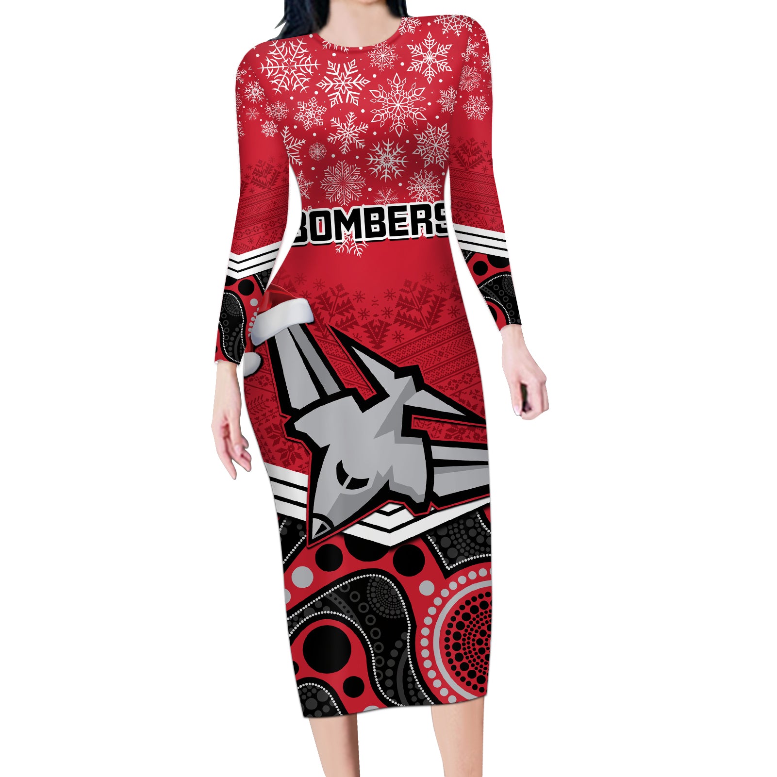 custom-essendon-football-christmas-long-sleeve-bodycon-dress-merry-xmas-2023-mix-aboriginal-art