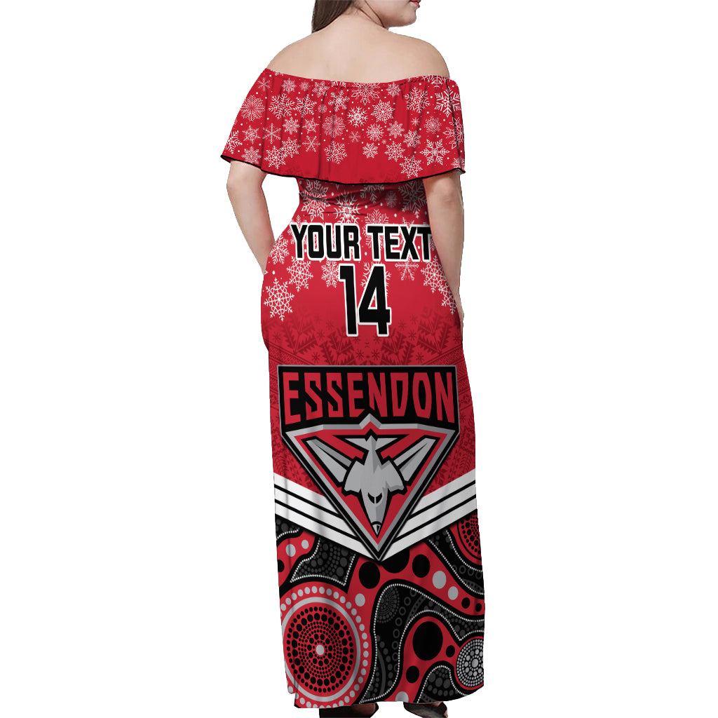 custom-essendon-football-christmas-off-shoulder-maxi-dress-merry-xmas-2023-mix-aboriginal-art