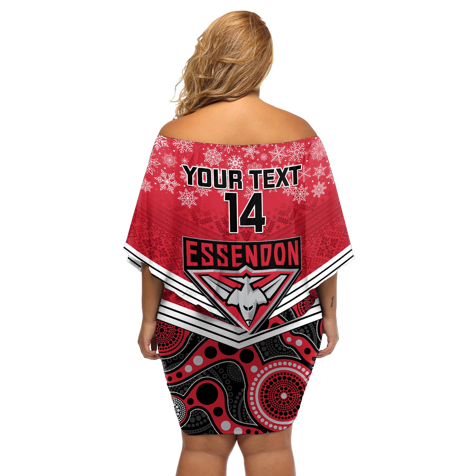 custom-essendon-football-christmas-off-shoulder-short-dress-merry-xmas-2023-mix-aboriginal-art