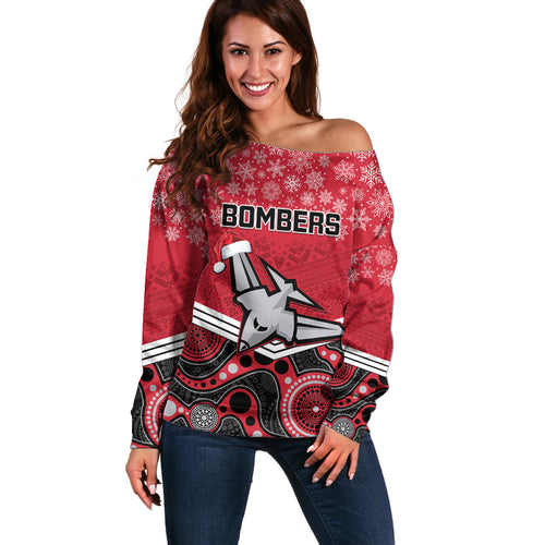 custom-essendon-football-christmas-off-shoulder-sweater-merry-xmas-2023-mix-aboriginal-art