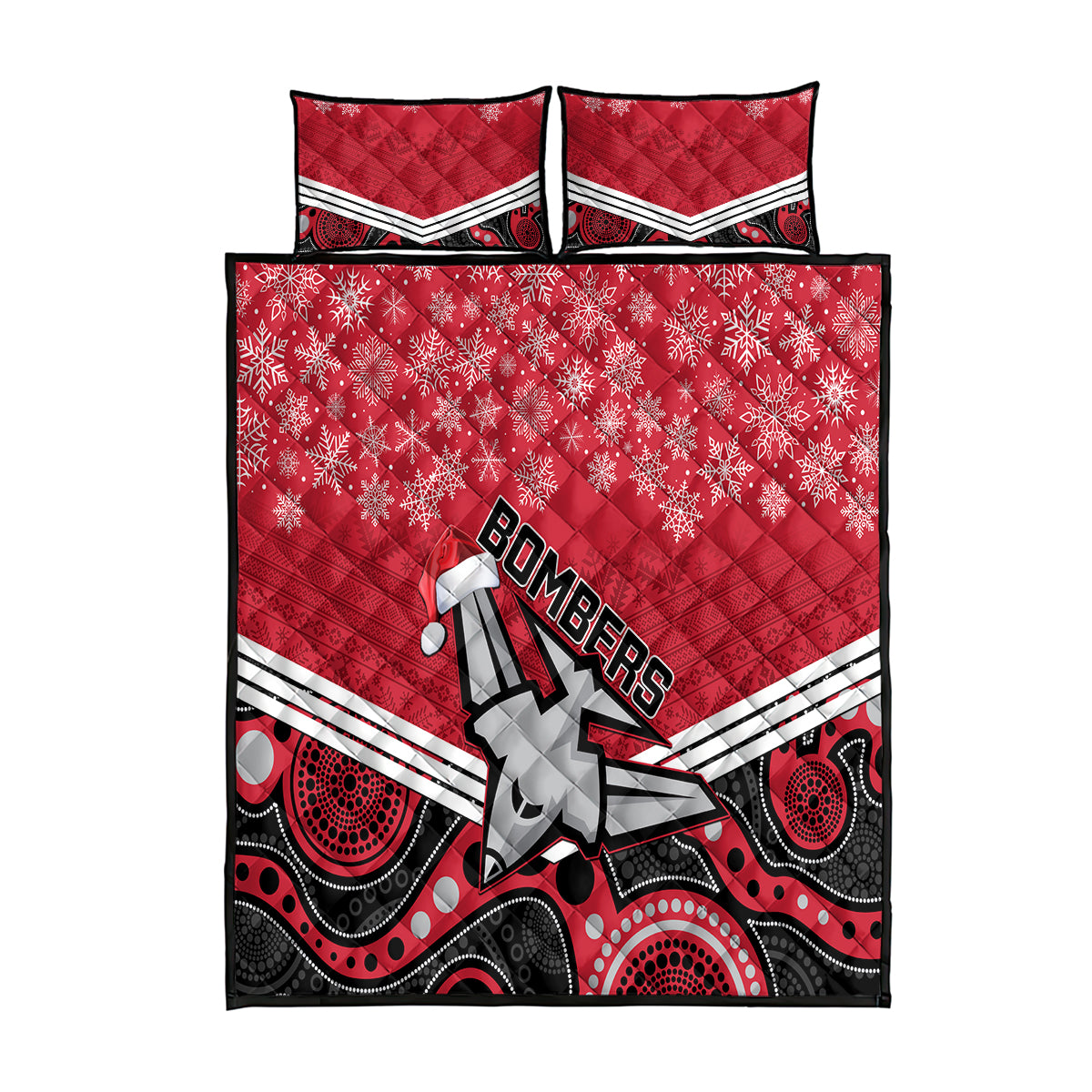 custom-essendon-football-christmas-quilt-bed-set-merry-xmas-2023-mix-aboriginal-art