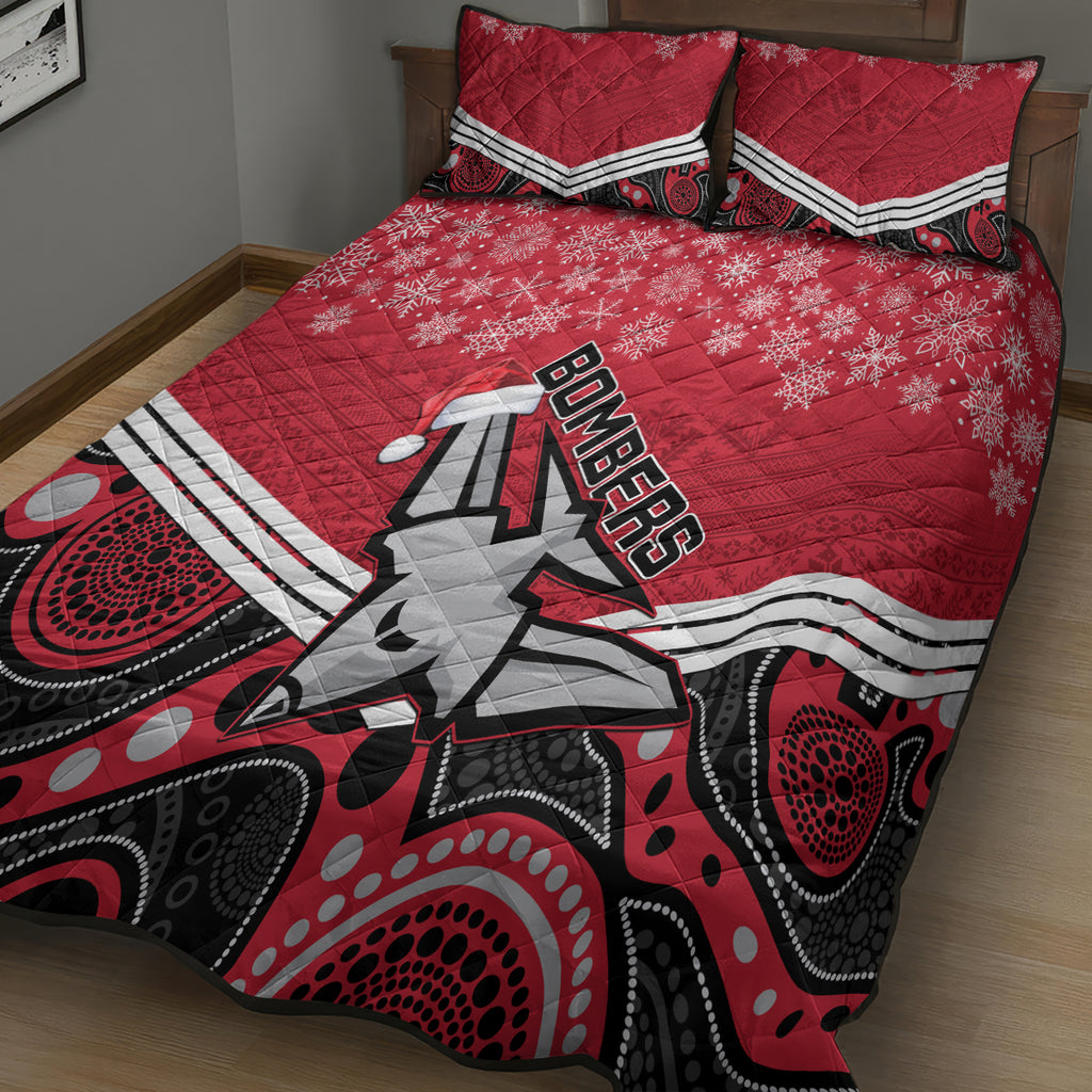 custom-essendon-football-christmas-quilt-bed-set-merry-xmas-2023-mix-aboriginal-art
