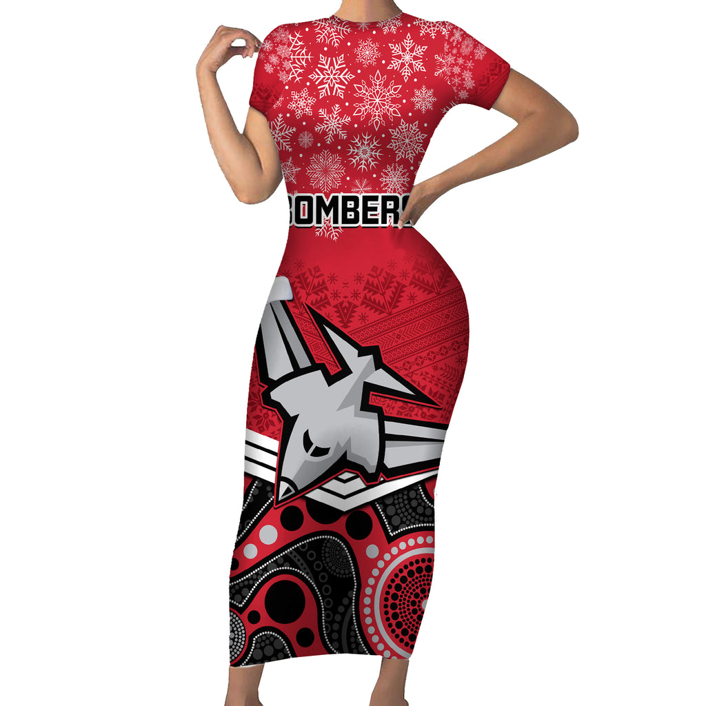 custom-essendon-football-christmas-short-sleeve-bodycon-dress-merry-xmas-2023-mix-aboriginal-art