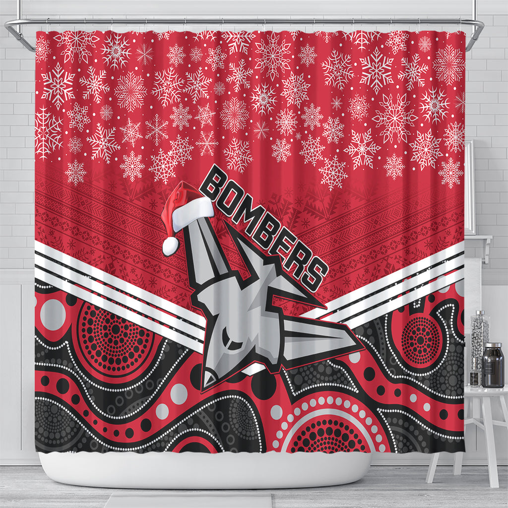 custom-essendon-football-christmas-shower-curtain-merry-xmas-2023-mix-aboriginal-art