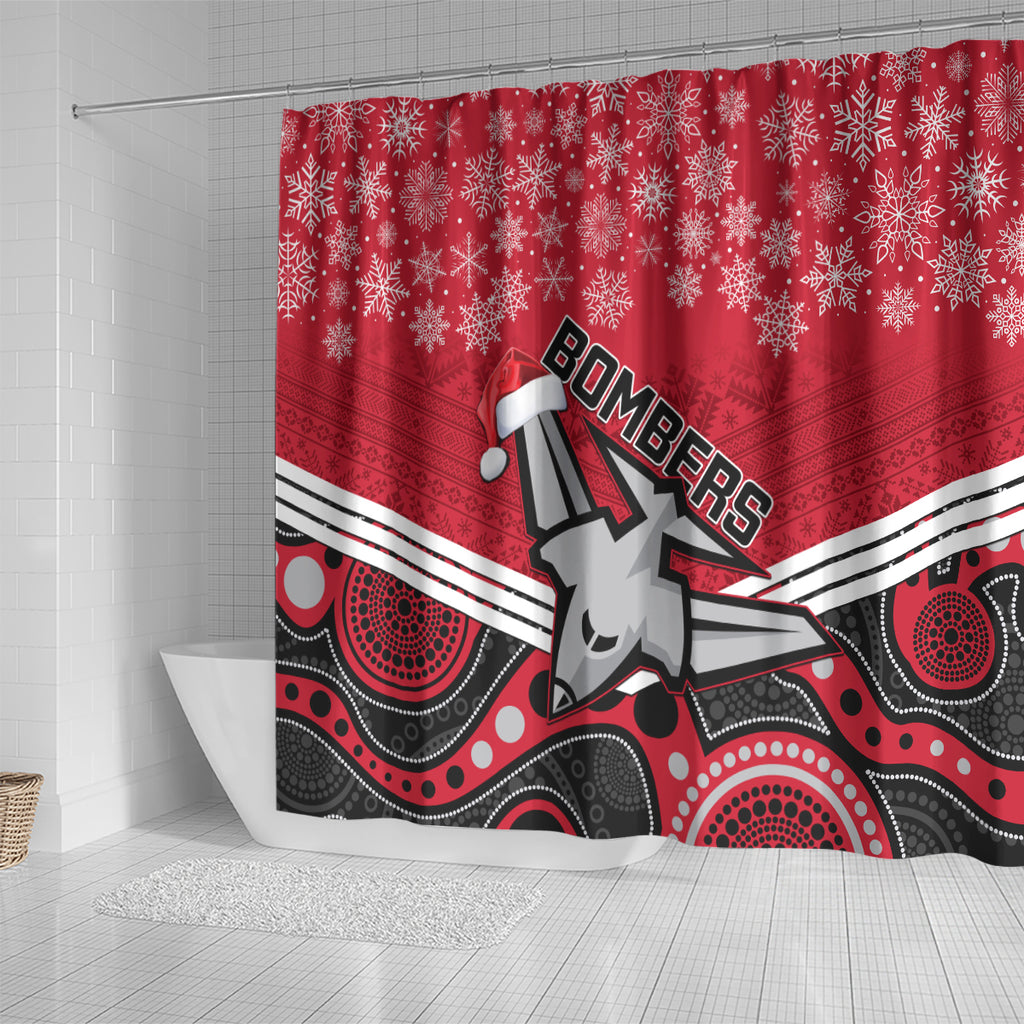 custom-essendon-football-christmas-shower-curtain-merry-xmas-2023-mix-aboriginal-art