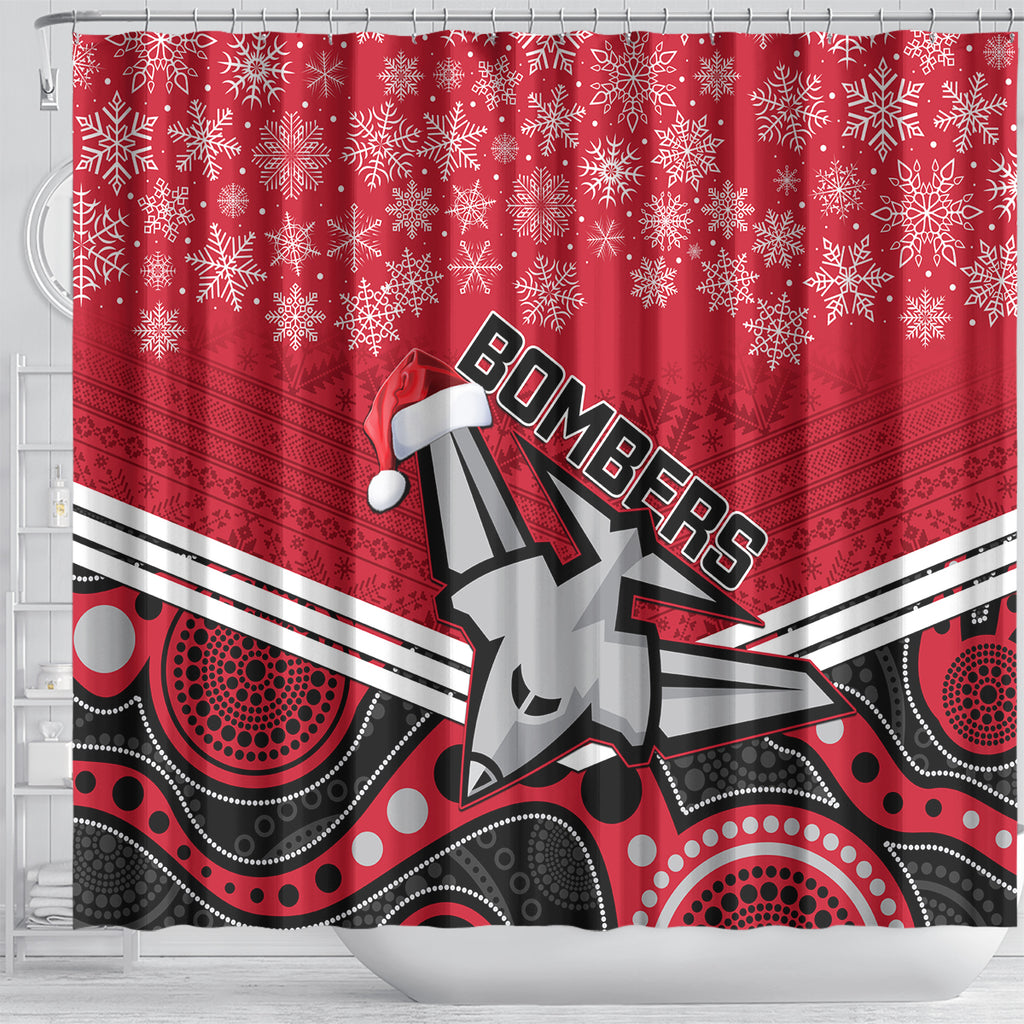 custom-essendon-football-christmas-shower-curtain-merry-xmas-2023-mix-aboriginal-art