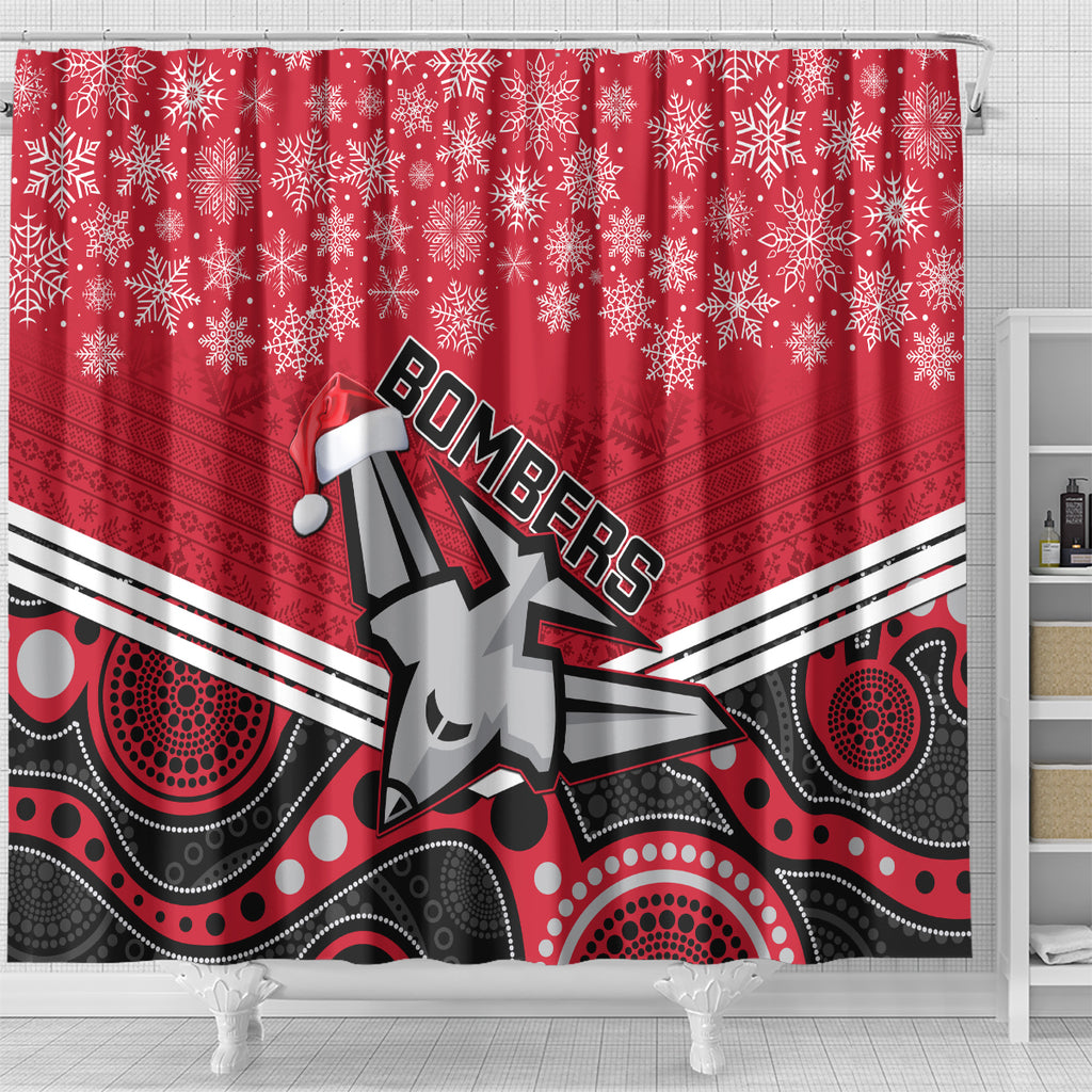 custom-essendon-football-christmas-shower-curtain-merry-xmas-2023-mix-aboriginal-art