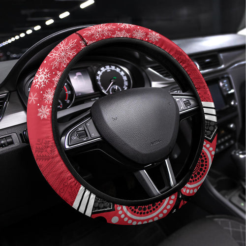Essendon Football Christmas Steering Wheel Cover Merry Xmas 2023 Mix Aboriginal Art