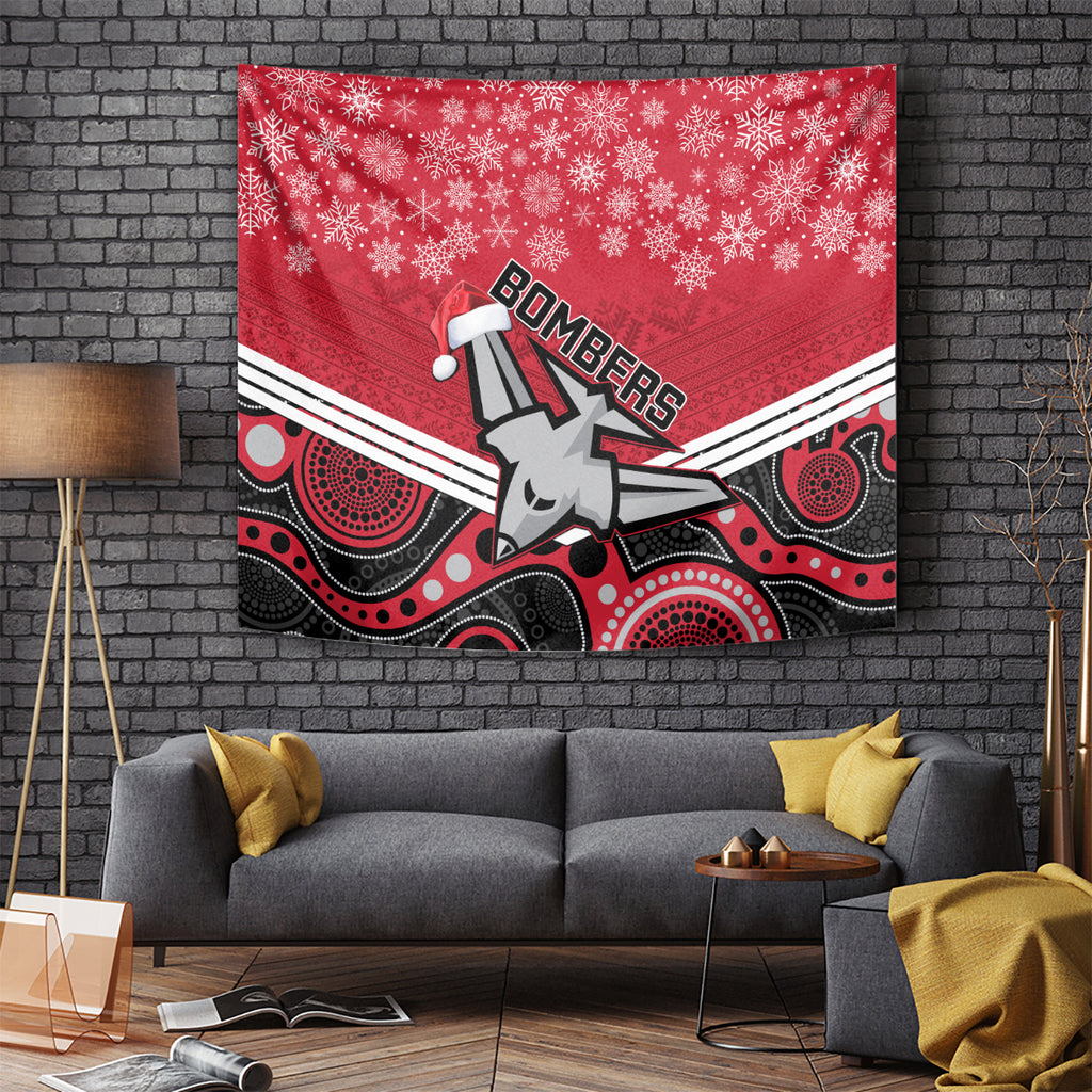 custom-essendon-football-christmas-tapestry-merry-xmas-2023-mix-aboriginal-art