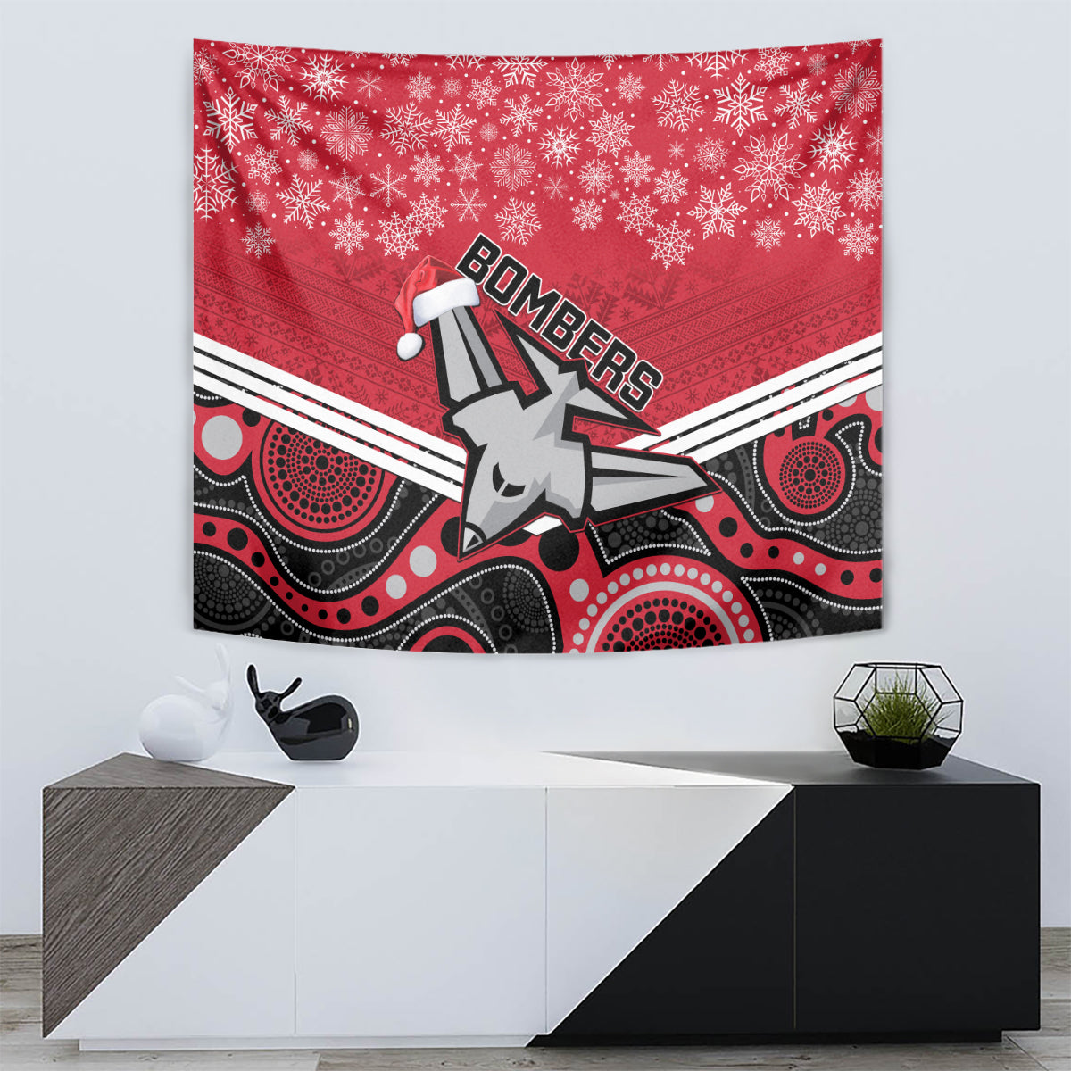 custom-essendon-football-christmas-tapestry-merry-xmas-2023-mix-aboriginal-art