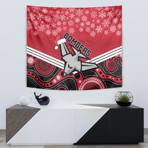 custom-essendon-football-christmas-tapestry-merry-xmas-2023-mix-aboriginal-art