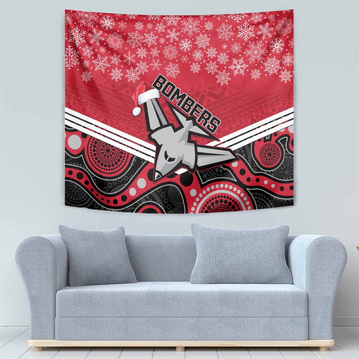 custom-essendon-football-christmas-tapestry-merry-xmas-2023-mix-aboriginal-art