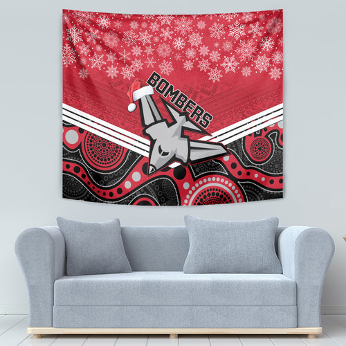 custom-essendon-football-christmas-tapestry-merry-xmas-2023-mix-aboriginal-art