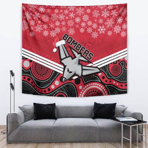 custom-essendon-football-christmas-tapestry-merry-xmas-2023-mix-aboriginal-art